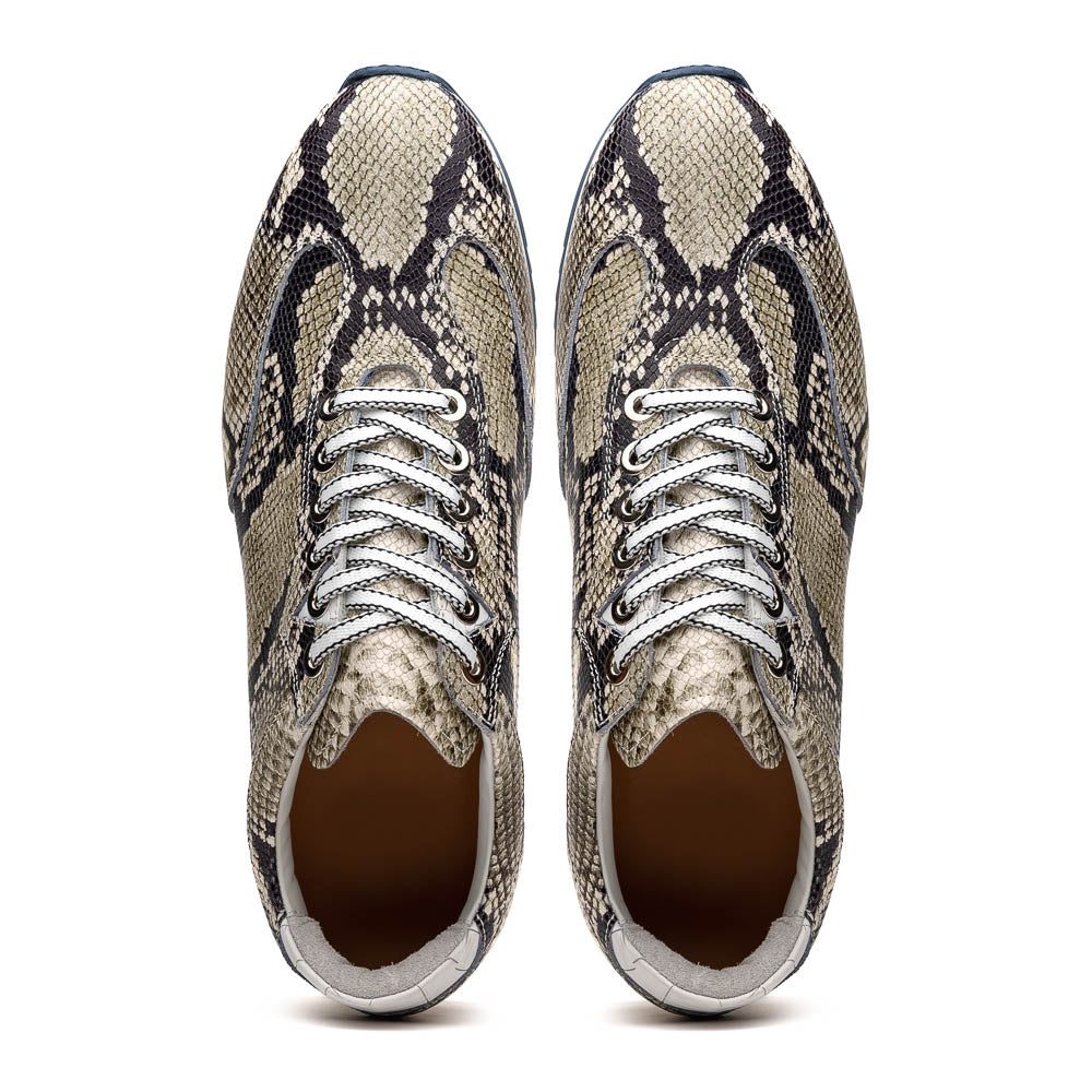 Zelli Peri Python Embossed Italian Calfskin Sneakers Black / White (65-215-WHT)
