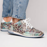 Zelli Peri Python Embossed Calfskin Sneakers Multi Blue (65-215-BLU)