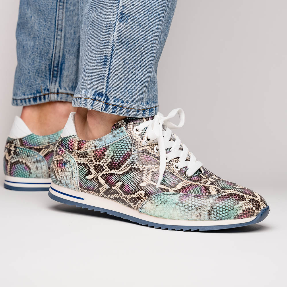 Zelli Peri Python Embossed Calfskin Sneakers Multi Blue (65-215-BLU)
