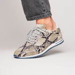 Zelli Peri Python Embossed Italian Calfskin Sneakers Black / White (65-215-WHT)