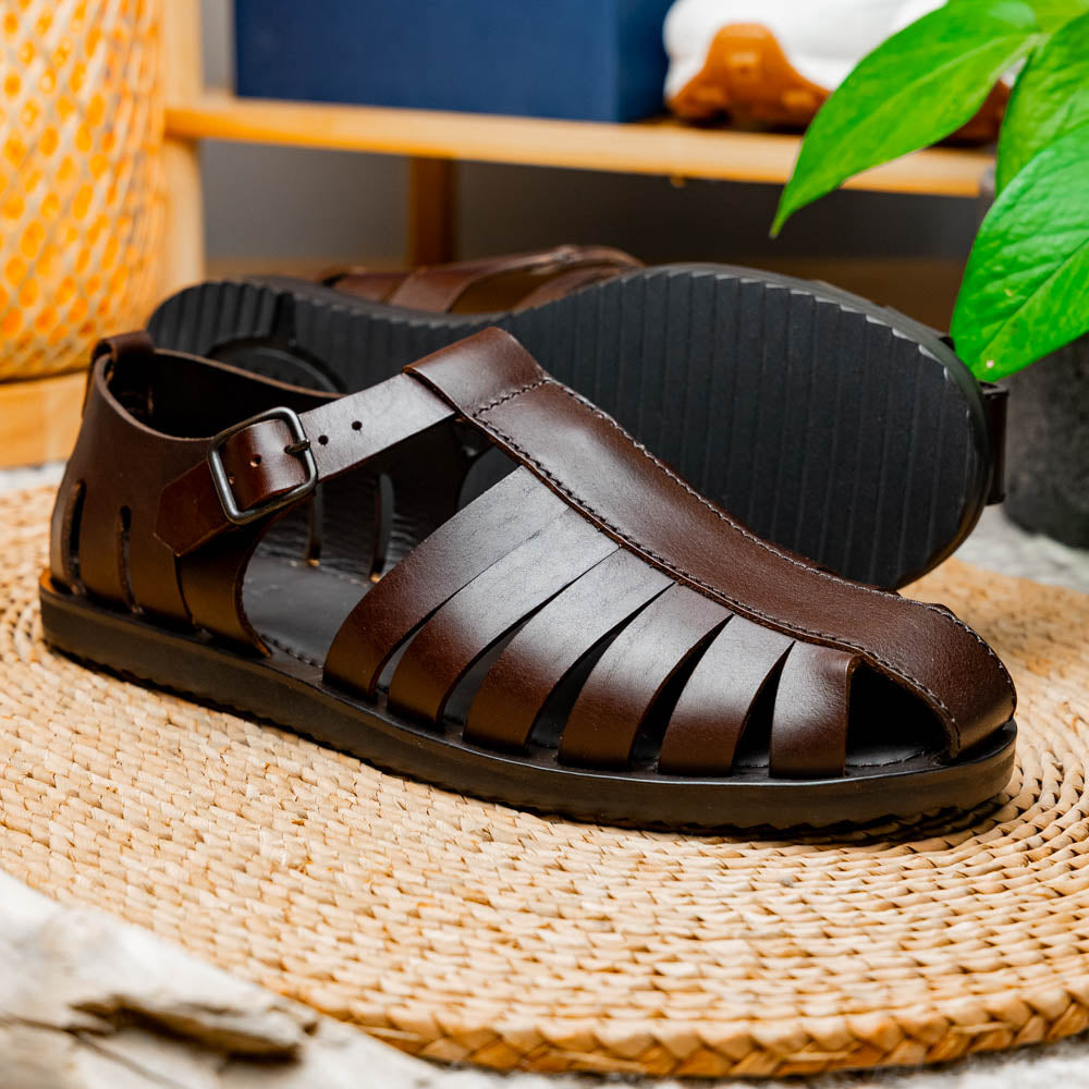 dunhill 革靴 EU44 28cm 未使用 Vibram Zelli Pesca Calfskin Fisherman Sandal Brown | MensDesignerShoe.com
