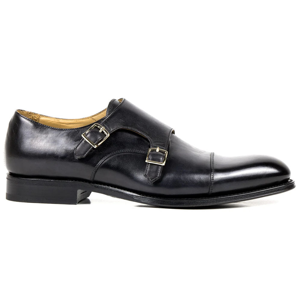 Spernanzoni Pesaro Leather Double Monk Strap Black