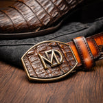 Marco Di Milano Phoenix Caiman Crocodile Round Toe Cowboy Boot Aged Brown