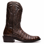 Marco Di Milano Phoenix Caiman Crocodile Round Toe Cowboy Boot Aged Brown