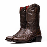 Marco Di Milano Phoenix Caiman Crocodile Round Toe Cowboy Boot Aged Brown