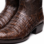 Marco Di Milano Phoenix Caiman Crocodile Round Toe Cowboy Boot Aged Brown
