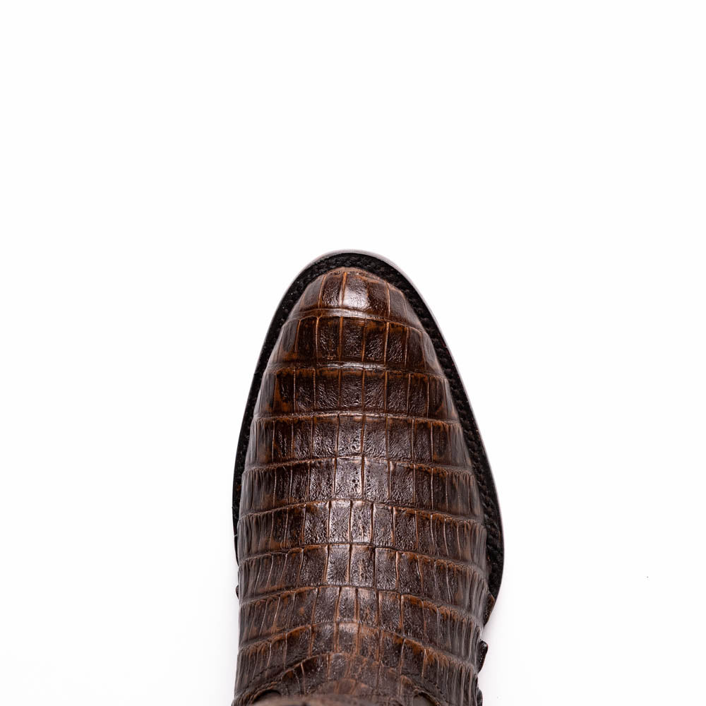 Marco Di Milano Phoenix Caiman Crocodile Round Toe Cowboy Boot Aged Brown