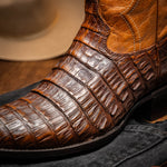 Marco Di Milano Phoenix Caiman Crocodile Round Toe Cowboy Boot Aged Maple