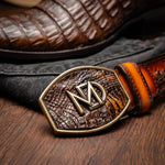 Marco Di Milano Phoenix Caiman Crocodile Round Toe Cowboy Boot Aged Maple