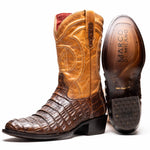 Marco Di Milano Phoenix Caiman Crocodile Round Toe Cowboy Boot Aged Maple