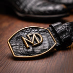 Marco Di Milano Phoenix Caiman Crocodile Round Toe Cowboy Boot Black