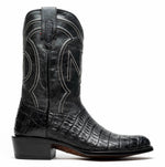 Marco Di Milano Phoenix Caiman Crocodile Round Toe Cowboy Boot Black
