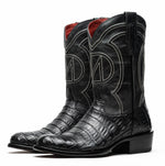 Marco Di Milano Phoenix Caiman Crocodile Round Toe Cowboy Boot Black