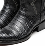 Marco Di Milano Phoenix Caiman Crocodile Round Toe Cowboy Boot Black