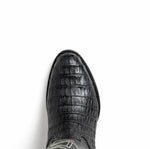 Marco Di Milano Phoenix Caiman Crocodile Round Toe Cowboy Boot Black
