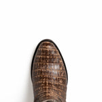 Marco Di Milano Phoenix Caiman Crocodile Round Toe Cowboy Boot Stone Brown