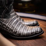 Marco Di Milano Phoenix Caiman Crocodile Round Toe Cowboy Boot Stone Gray