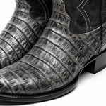 Marco Di Milano Phoenix Caiman Crocodile Round Toe Cowboy Boot Stone Gray