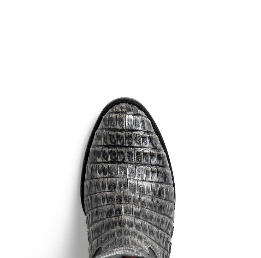 Marco Di Milano Phoenix Caiman Crocodile Round Toe Cowboy Boot Stone Gray