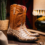 Marco Di Milano Phoenix Caiman Crocodile Round Toe Cowboy Boot Stone Orix