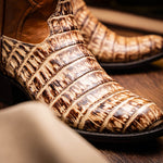Marco Di Milano Phoenix Caiman Crocodile Round Toe Cowboy Boot Stone Orix