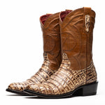 Marco Di Milano Phoenix Caiman Crocodile Round Toe Cowboy Boot Stone Orix