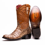 Marco Di Milano Phoenix Caiman Crocodile Round Toe Cowboy Boot Stone Orix