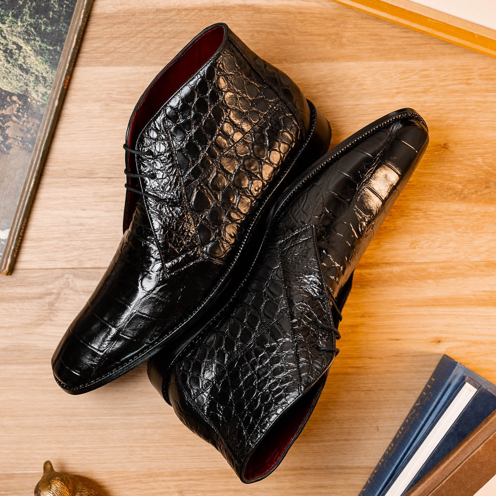 Marco Di Milano Pietro Alligator Chukka Boots Black
