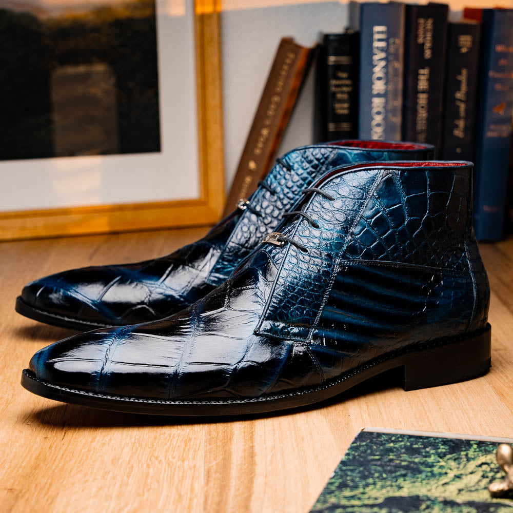 Marco Di Milano Pietro Alligator Chukka Boots Rustic Navy
