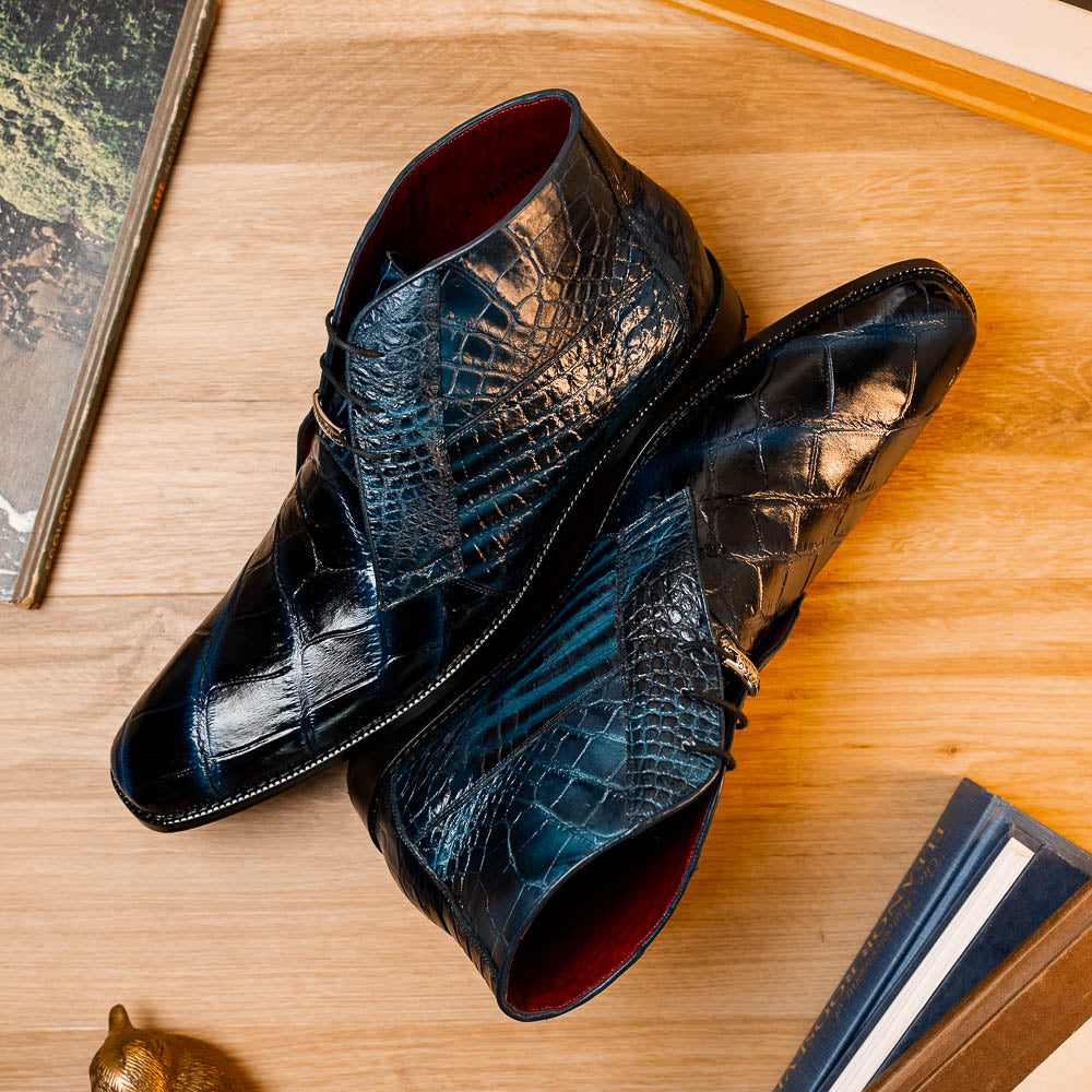 Marco Di Milano Pietro Alligator Chukka Boots Rustic Navy