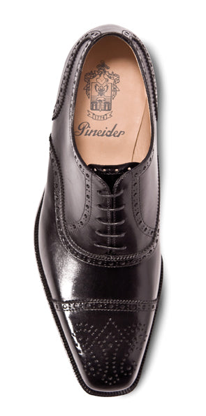 Pineider Semi Brogue Lace Up Oxford Black