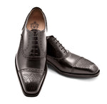Pineider Semi Brogue Lace Up Oxford Black