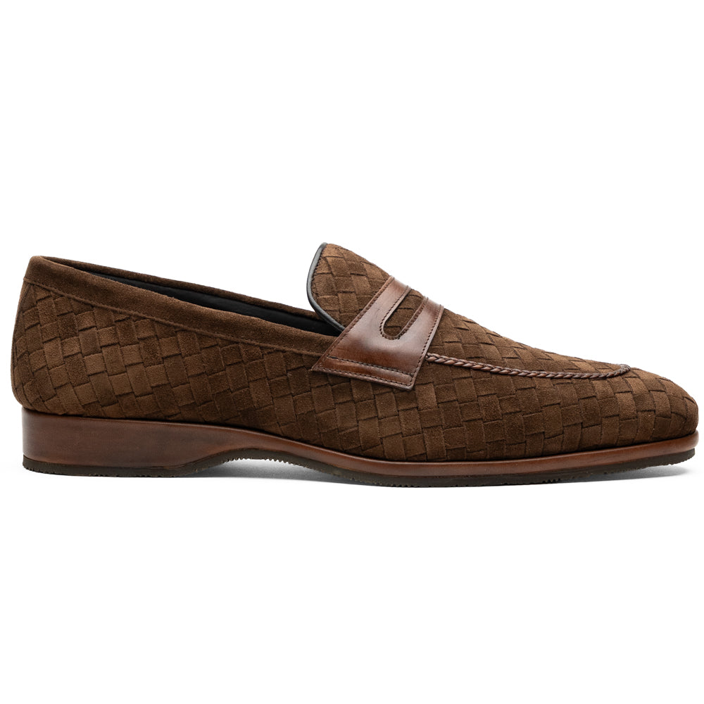 Zelli Pisa Italian Suede Hand-Woven Loafer Brown (16-696-BRN)