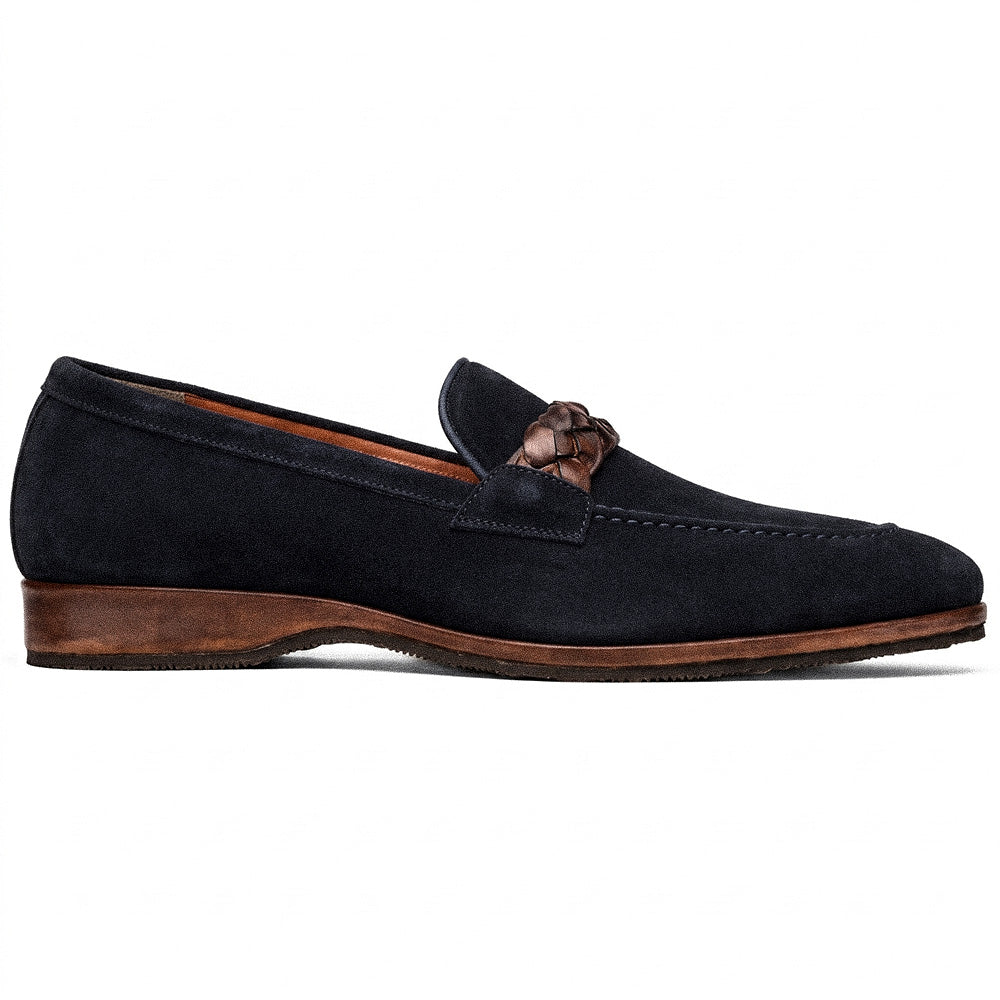 Zelli Pisa Italian Suede Braided Loafer Navy (16-695-NVY)