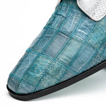 Marco Di Milano Pissa Caiman Crocodile & Lizard Patchwork Derby Aqua / White