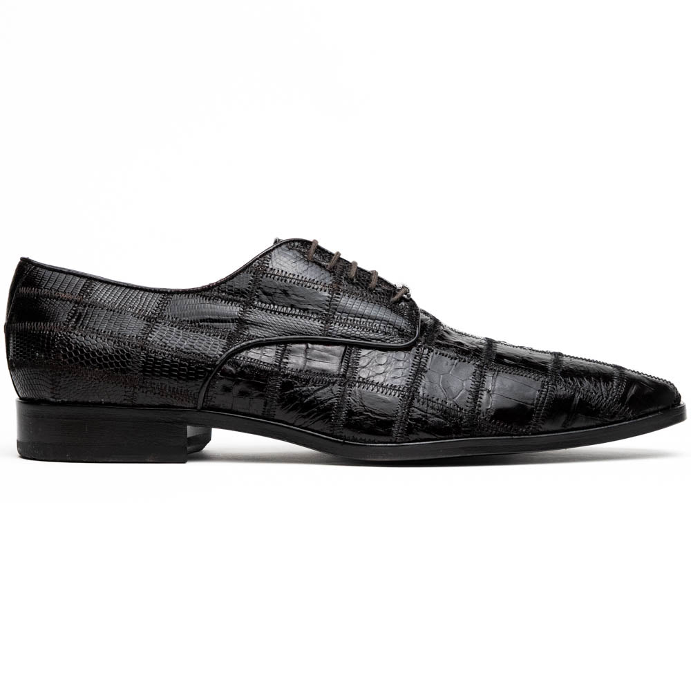 Marco Di Milano Pissa Caiman Crocodile & Lizard Patchwork Derby Brown