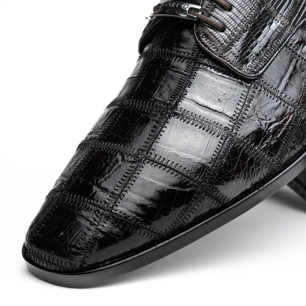 Marco Di Milano Pissa Caiman Crocodile & Lizard Patchwork Derby Brown