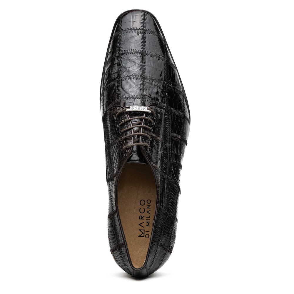 Marco Di Milano Pissa Caiman Crocodile & Lizard Patchwork Derby Brown