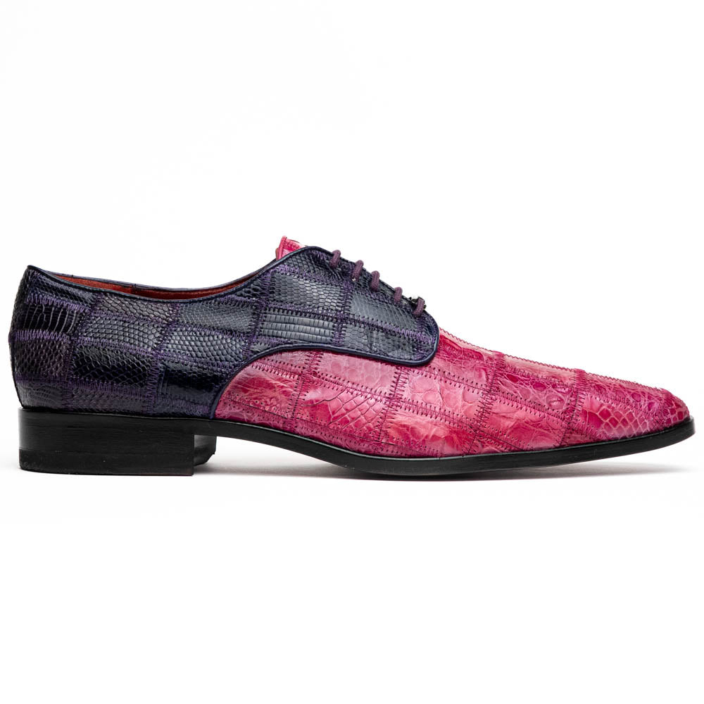 Marco Di Milano Pissa Caiman Crocodile & Lizard Patchwork Derby Pink / Purple