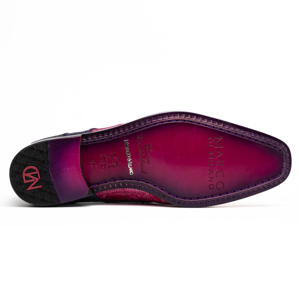 Marco Di Milano Pissa Caiman Crocodile & Lizard Patchwork Derby Pink / Purple