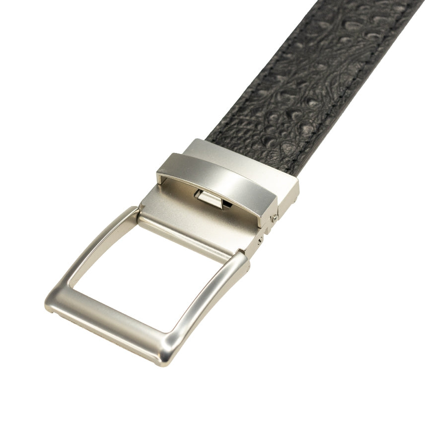 TB Phelps Player One-Size Micro Adjustable Hornback Croco Belt Black