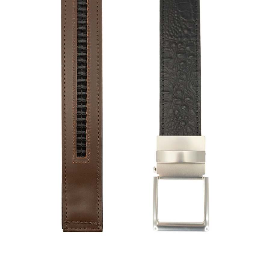 TB Phelps Player One-Size Micro Adjustable Hornback Croco Belt Black