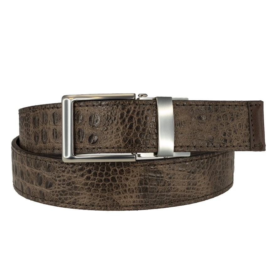 TB Phelps Player One-Size Micro Adjustable Hornback Croco Belt Briar