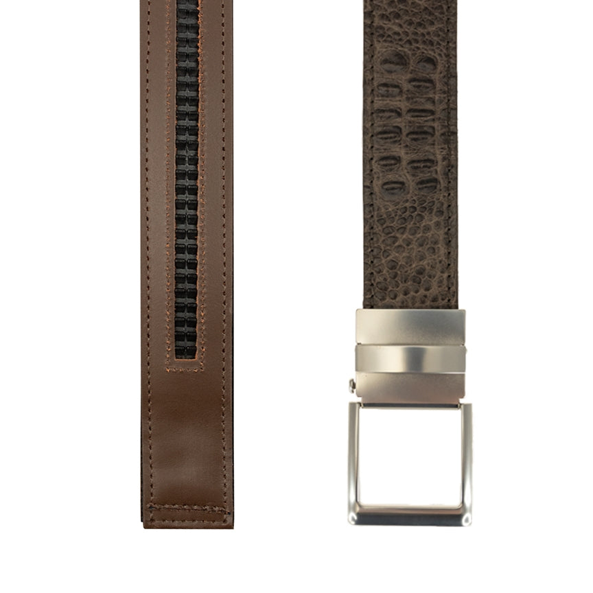 TB Phelps Player One-Size Micro Adjustable Hornback Croco Belt Briar