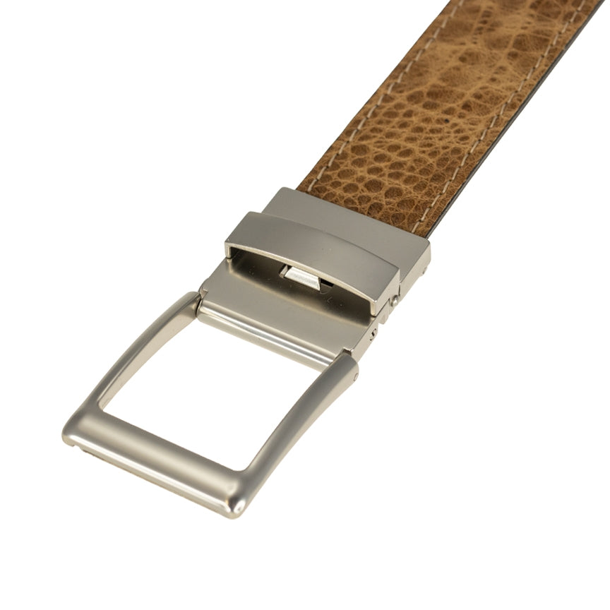 TB Phelps Player One-Size Micro Adjustable Hornback Croco Belt Khaki