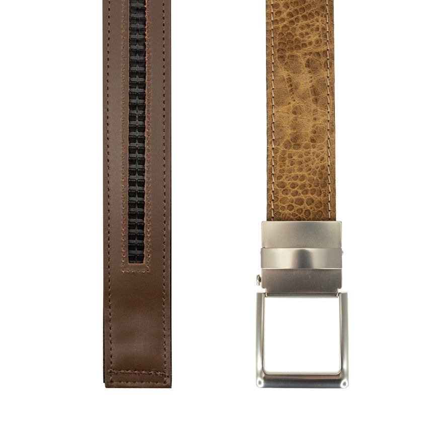 TB Phelps Player One-Size Micro Adjustable Hornback Croco Belt Khaki