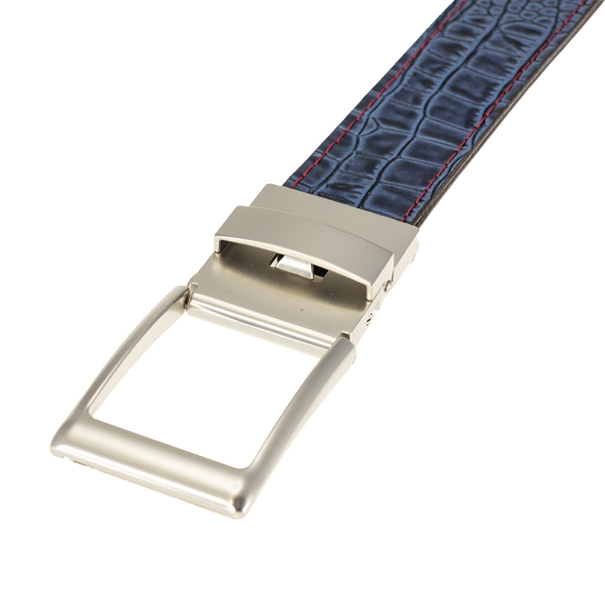 TB Phelps Player One-Size Micro Adjustable Hornback Croco Belt Navy