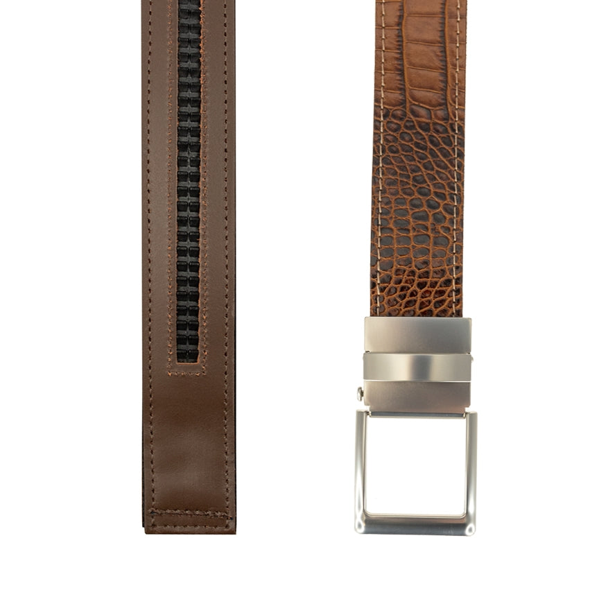 TB Phelps Player One-Size Micro Adjustable Hornback Croco Belt Sport Rust
