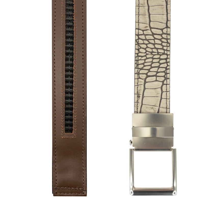 TB Phelps Player One-Size Micro Adjustable Hornback Croco Belt White