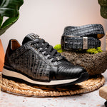 Marco Di Milano Portici Caiman & Lizard Sneakers Gray Combo